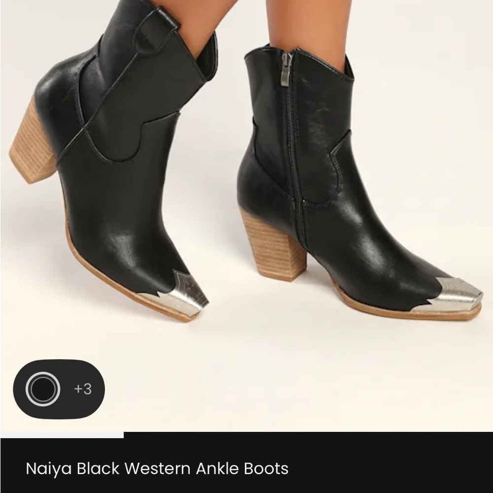 BEAST FASHION Black Heeled Boots with Silver Tips